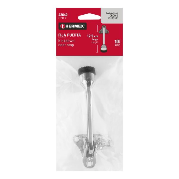 43642 - Fijapuerta metálico, acabado cromo, HERMEX