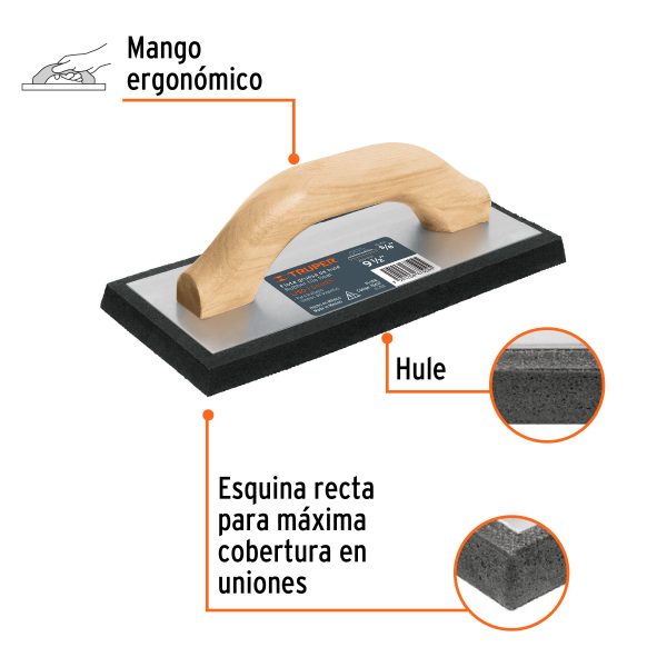 15427 - Flota de hule 9-1/2', espesor 5/8', acabado liso, TRUPER