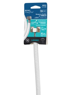 45312 - Manguera lavabo/fregadero, vinilo blanco, 1/2' x 1/2', 40 cm