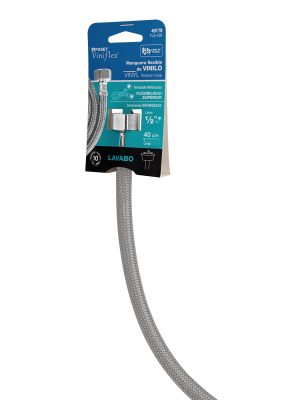 49178 - Manguera lavabo/fregadero, vinilo gris, 1/2' x 1/2', 40 cm