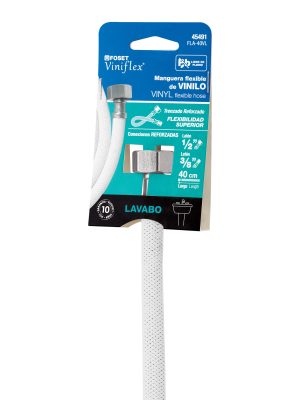 45491 - Manguera lavabo/fregadero, vinilo blanco, 1/2' x 3/8',40 cm