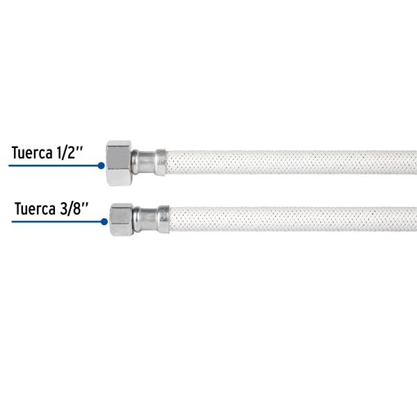 45491 - Manguera lavabo/fregadero, vinilo blanco, 1/2' x 3/8',40 cm