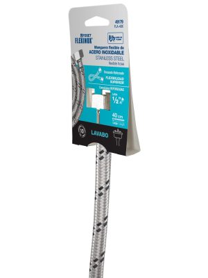 49179 - Manguera lavabo/fregadero, acero inox, 1/2' x 1/2', 40 cm