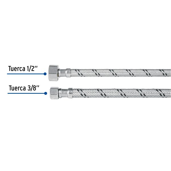 45489 - Manguera lavabo/fregadero, acero inox, 1/2' x 3/8', 40 cm