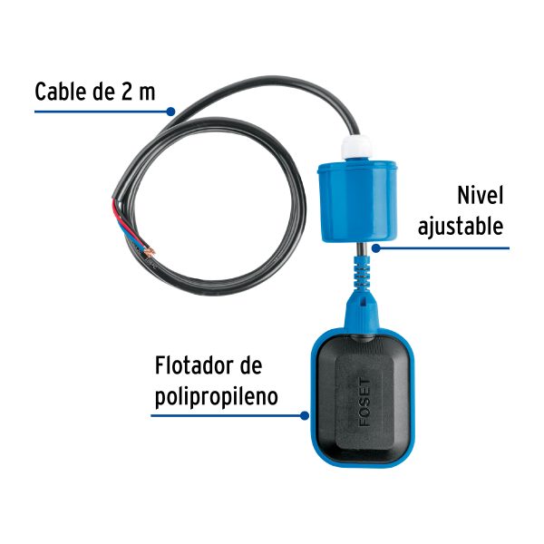 49759 - Flotador eléctrico con cable de 2 m, Foset