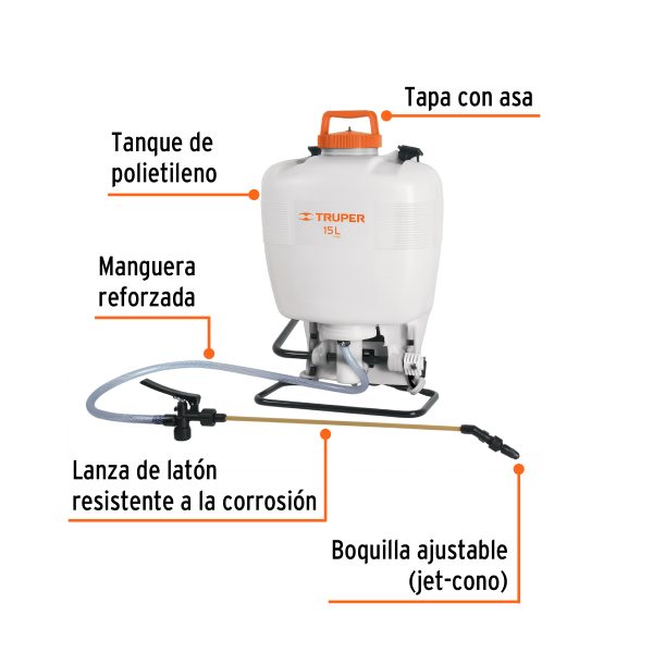 10887 - Fumigador de 15 L manual de mochila, Truper