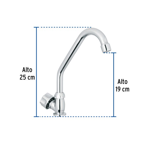 47379 - Llave individual fregadero,ABS,cuello corto,hexagonal, BASIC