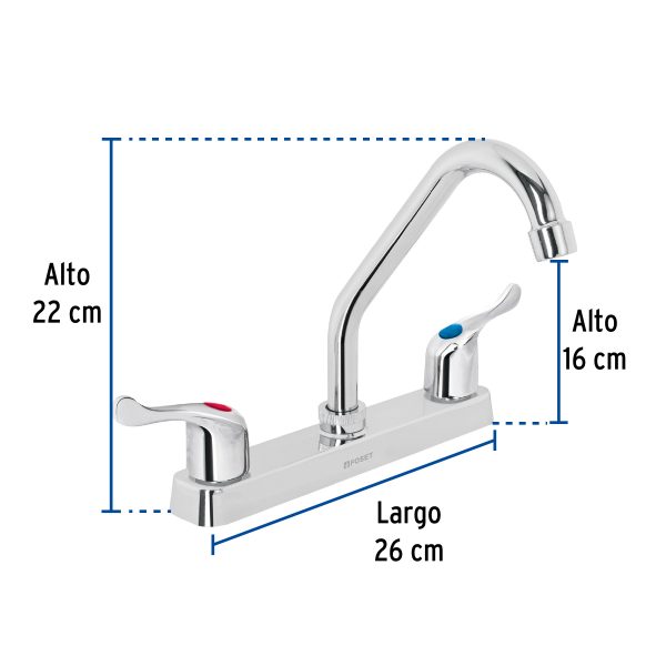 45514 - Mezcladora 8' fregadero, ABS, cuello corto, palanca, BASIC