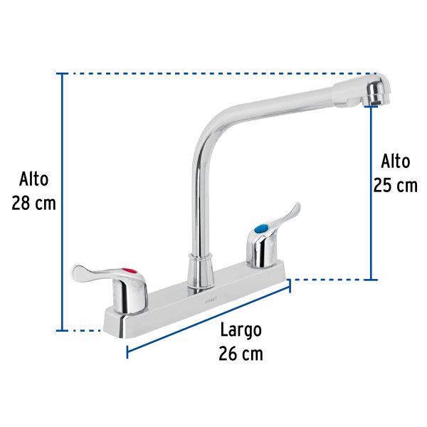 45516 - Mezcladora 8' fregadero, ABS, cuello cobra, palanca, BASIC