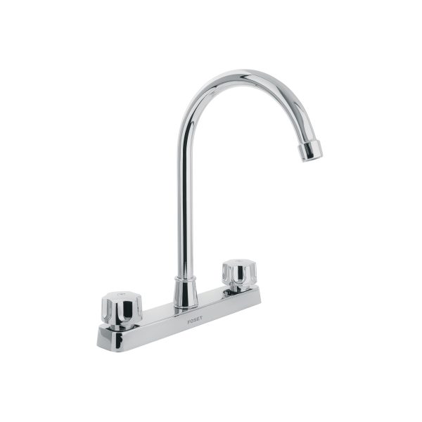 48193 - Mezcladora 8' fregadero, ABS, cuello curvo, hexagonal, BASIC