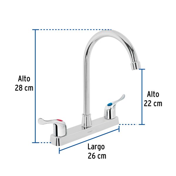 48194 - Mezcladora 8' fregadero, ABS, cuello curvo, palanca, BASIC