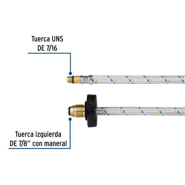 FPIG-55D1.jpg 49513 - Manguera pigtail, aluminio, 7/16' x 7/8', 55 cm, Foset