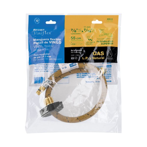 49512 - Manguera pigtail, vinilo, 7/16' x 7/8', 55 cm, Foset