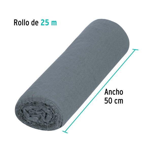 56021 - Rollo de 25 m de franela gris de algodón, KLINTEK