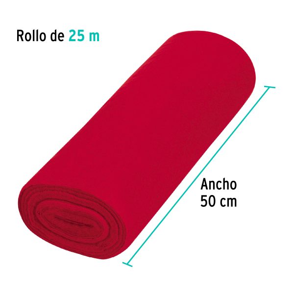 56022 - Rollo de 25 m de franela roja de algodón, KLINTEK