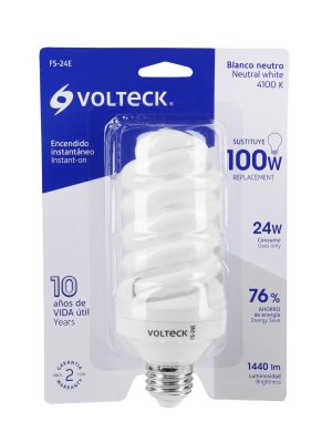 46835 - Lámpara espiral T4 24 W luz neutra en blíster, Volteck