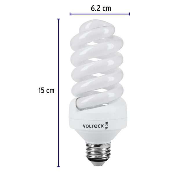 46835 - Lámpara espiral T4 24 W luz neutra en blíster, Volteck