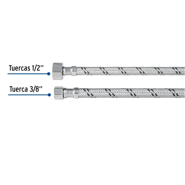 FTE-55XLFC2.jpg 45506 - Manguera 'T' lavabo/fregadero,acero inox,3/8'x1/2'x1/2',55cm