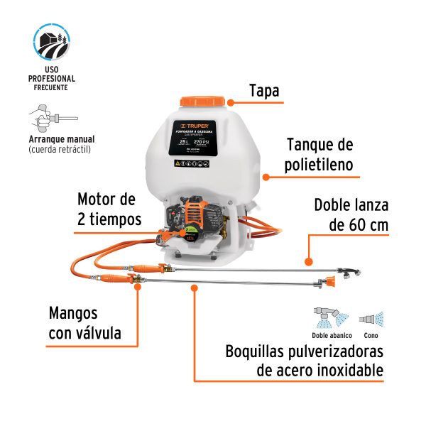 FUG-252FC1.jpg 101568 - Fumigador de 25 L con motor a gasolina de 2 tiempos, Truper