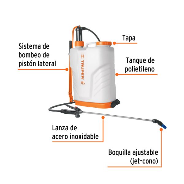 14193 - Fumigador de 20 L manual de mochila, Truper