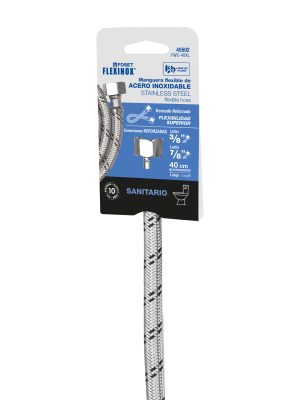 FWC-40XLE1.jpg 45502 - Manguera p/WC, acero inox, 3/8'x7/8', 40cm, latón/latón