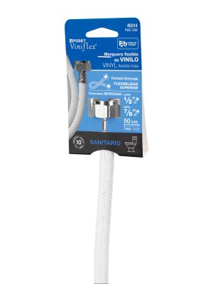 45314 - Manguera p/WC, vinilo blanco, 1/2' x 7/8', 50 cm
