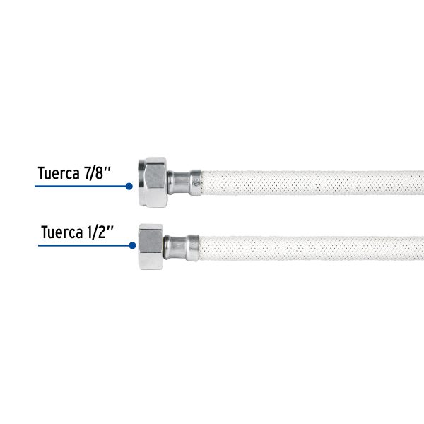 45314 - Manguera p/WC, vinilo blanco, 1/2' x 7/8', 50 cm