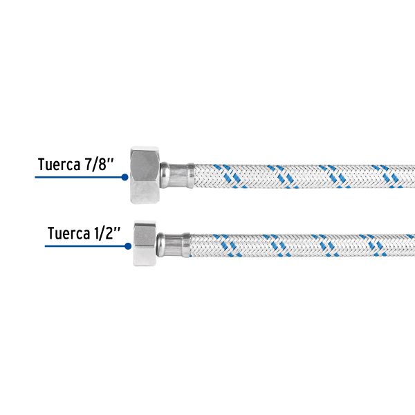 49126 - Manguera p/WC, aluminio, 1/2' x 7/8', 50 cm, Foset