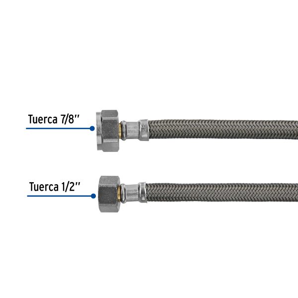 49530 - Manguera p/WC, vinilo gris, 1/2' x 7/8', 50 cm