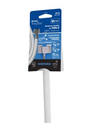 45315 - Manguera p/WC, vinilo blanco, 1/2' x 7/8', 60 cm