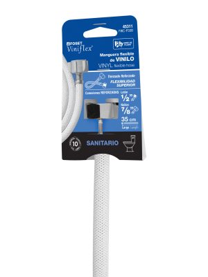 45311 - Manguera p/WC, vinilo blanco, 1/2x7/8', 35cm, plástico/latón