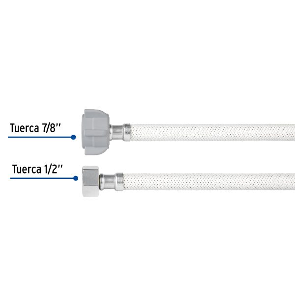 FWC-P35BFC2.jpg 45311 - Manguera p/WC, vinilo blanco, 1/2x7/8', 35cm, plástico/latón