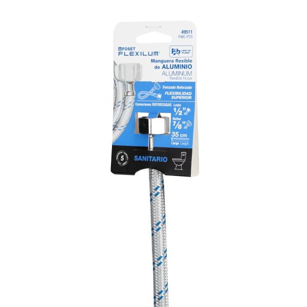 49511 - Manguera p/WC, aluminio, 1/2' x 7/8', 35 cm, plástico/latón