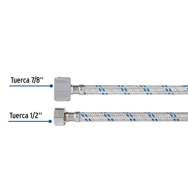 49511 - Manguera p/WC, aluminio, 1/2' x 7/8', 35 cm, plástico/latón