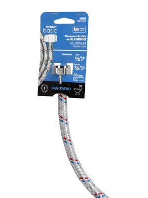 49592 - Manguera p/WC, aluminio, 1/2'x7/8', 35cm, plást/metal, Basic