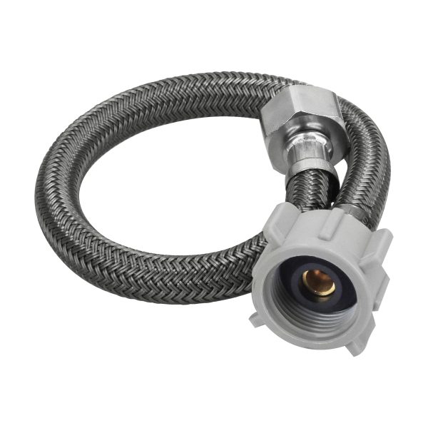 49176 - Manguera p/WC, vinilo gris, 1/2'x7/8', 35cm, plástico/latón