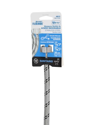 FWC-P35XE1.jpg 49510 - Manguera p/WC, acero inox, 1/2'x7/8', 35 cm, plástico/latón