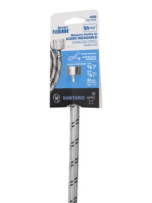 FWC-P40XLE1.jpg 45500 - Manguera p/WC, acero inox, 3/8'x7/8', 40cm, plástico/latón