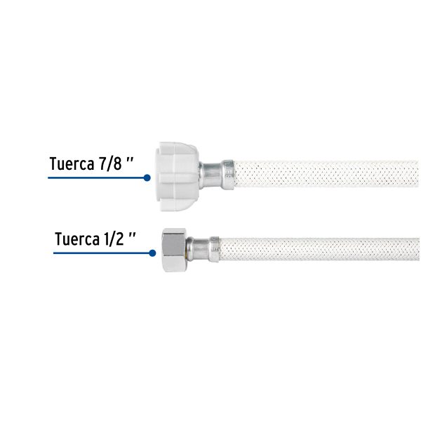 49521 - Manguera p/WC vinilo blanco 1/2'x7/8', 50cm, plástico/latón