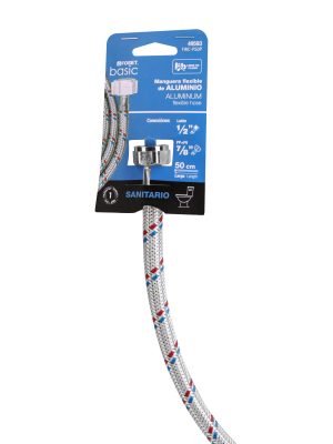 49593 - Manguera p/WC, aluminio, 1/2'x7/8', 50cm, plást/metal, Basic