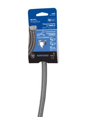 45505 - Manguera p/WC, vinilo gris, 3/8'x7/8' , 50cm, plástico/latón