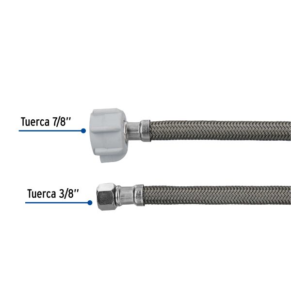 45505 - Manguera p/WC, vinilo gris, 3/8'x7/8' , 50cm, plástico/latón
