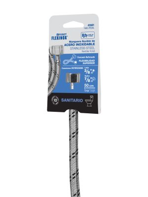 FWC-P50XLE1.jpg 45501 - Manguera p/WC, acero inox, 3/8'x7/8', 50cm, plástico/latón