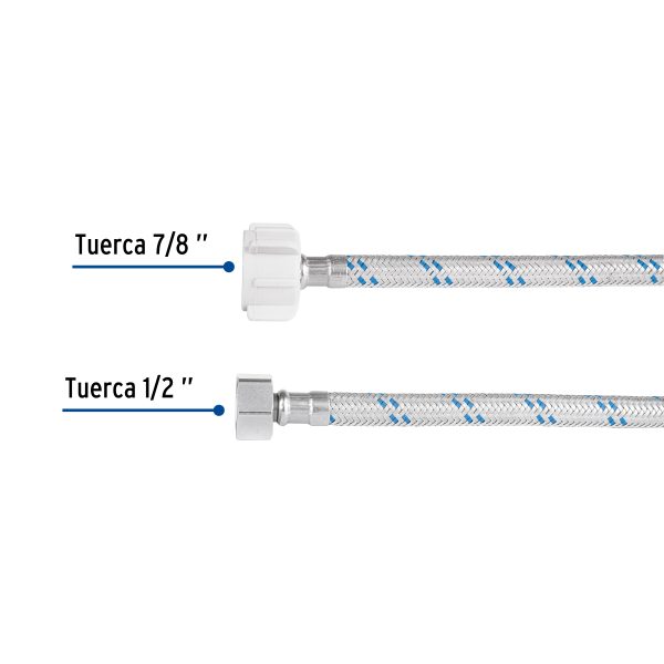 FWC-P60FC2.jpg 46590 - Manguera p/WC, aluminio, 1/2' x 7/8', 60 cm, plástico/latón