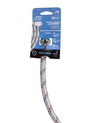49594 - Manguera p/WC, aluminio, 1/2'x7/8', 60cm, plást/metal, Basic