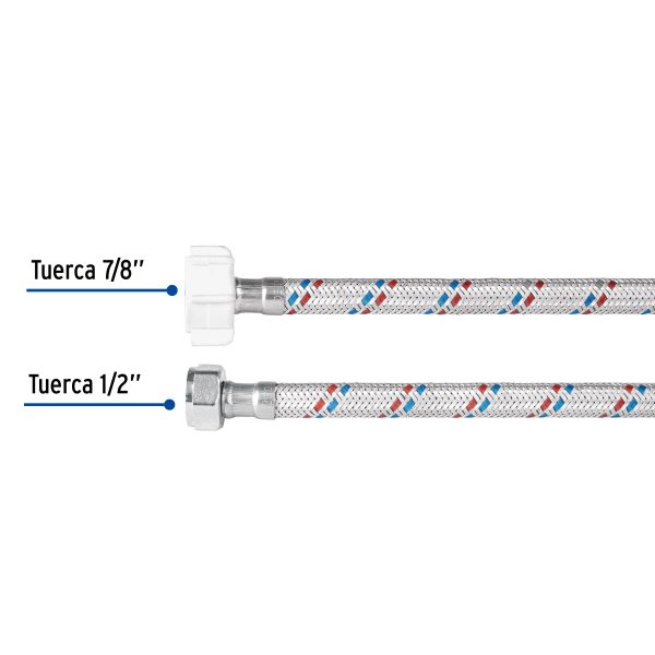 49594 - Manguera p/WC, aluminio, 1/2'x7/8', 60cm, plást/metal, Basic