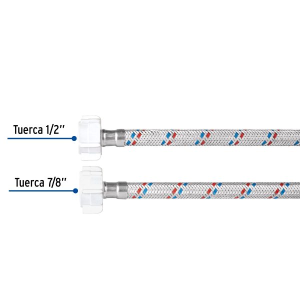 49768 - Manguera p/WC, aluminio, 1/2'x7/8', 35cm, plást/plást, Basic