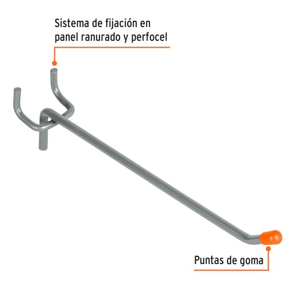 50152 - Gancho recto de 6' para perfocel y panel ranurado, Truper
