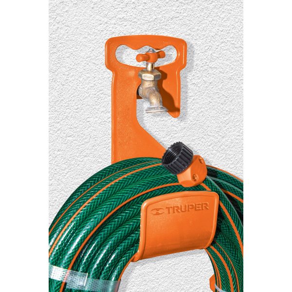 100173 - Gancho plástico naranja para manguera de jardín, Truper