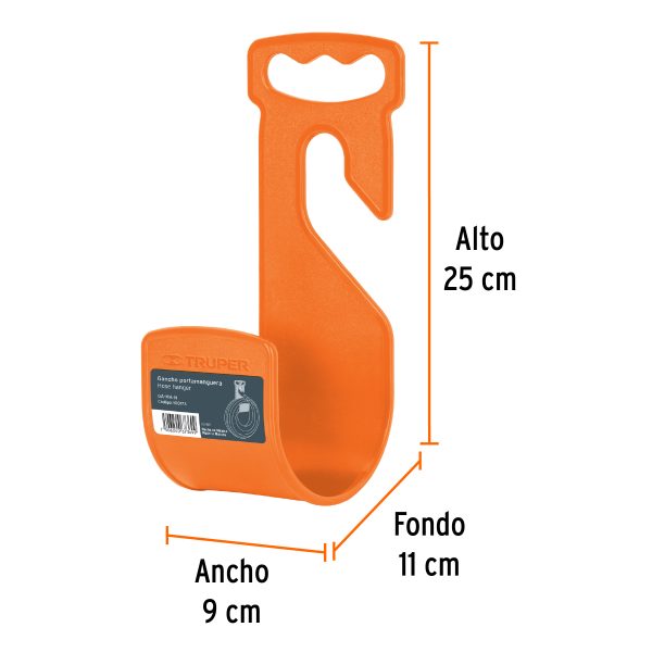 100173 - Gancho plástico naranja para manguera de jardín, Truper
